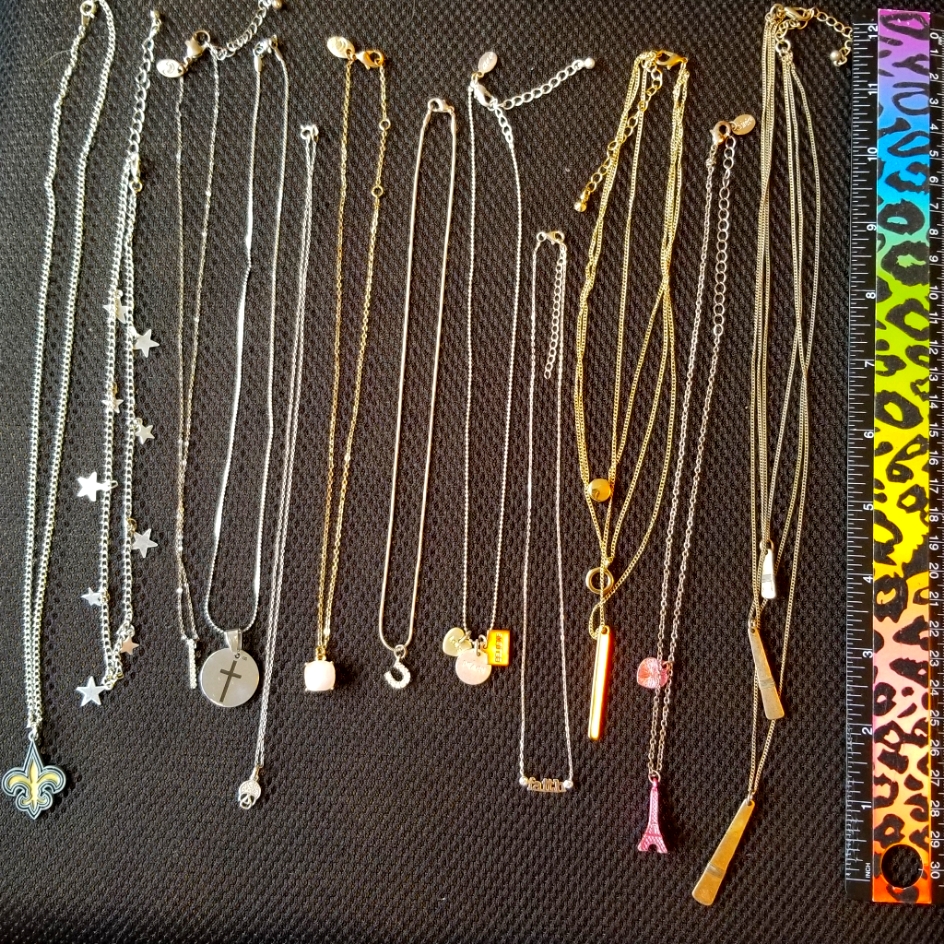 Set Of 12 Necklaces Silver And Gold Tones